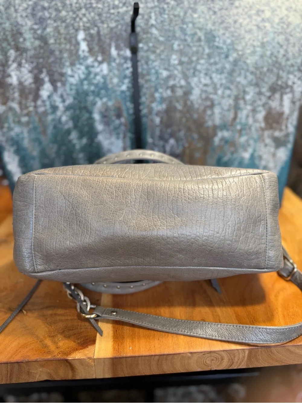 Elliott Lucca Leather Classic 2010s Albertine Metallic‎ Pewter Bag